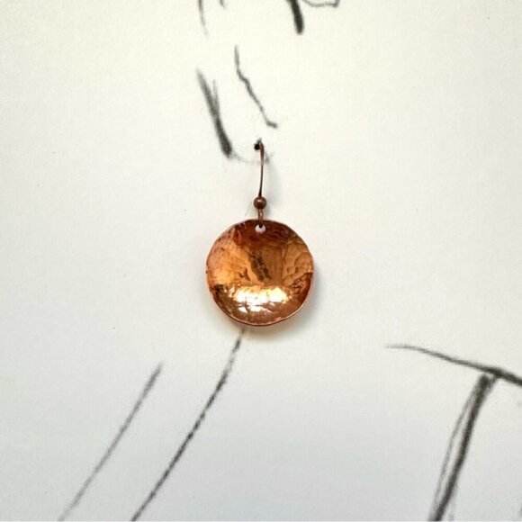 Hammered Copper Disc Drop Earrings - Picture 5 of 6